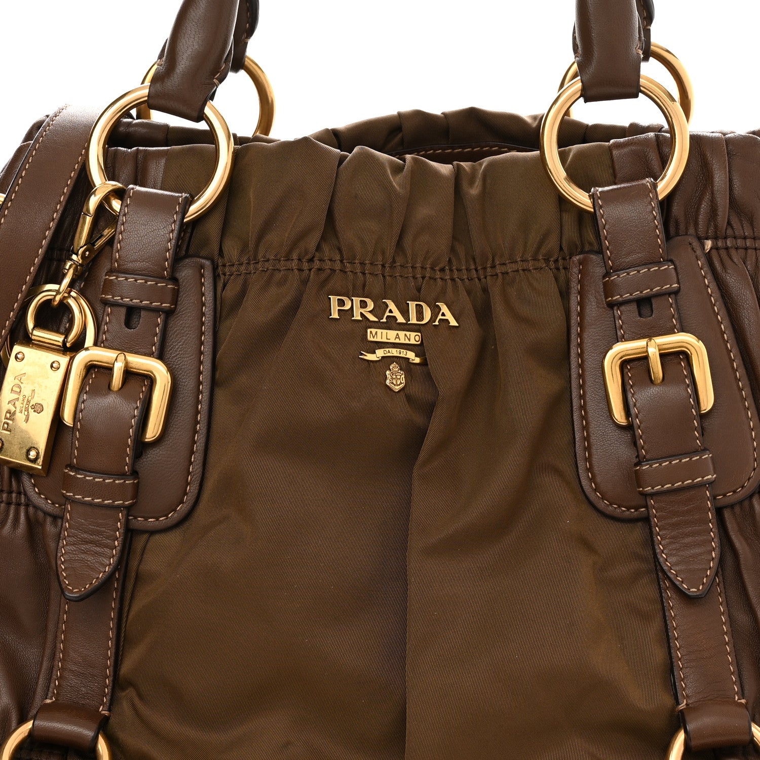 Prada Tessuto Nylon Nappa Gaufre Satchel Rovere Brown 7 of 10