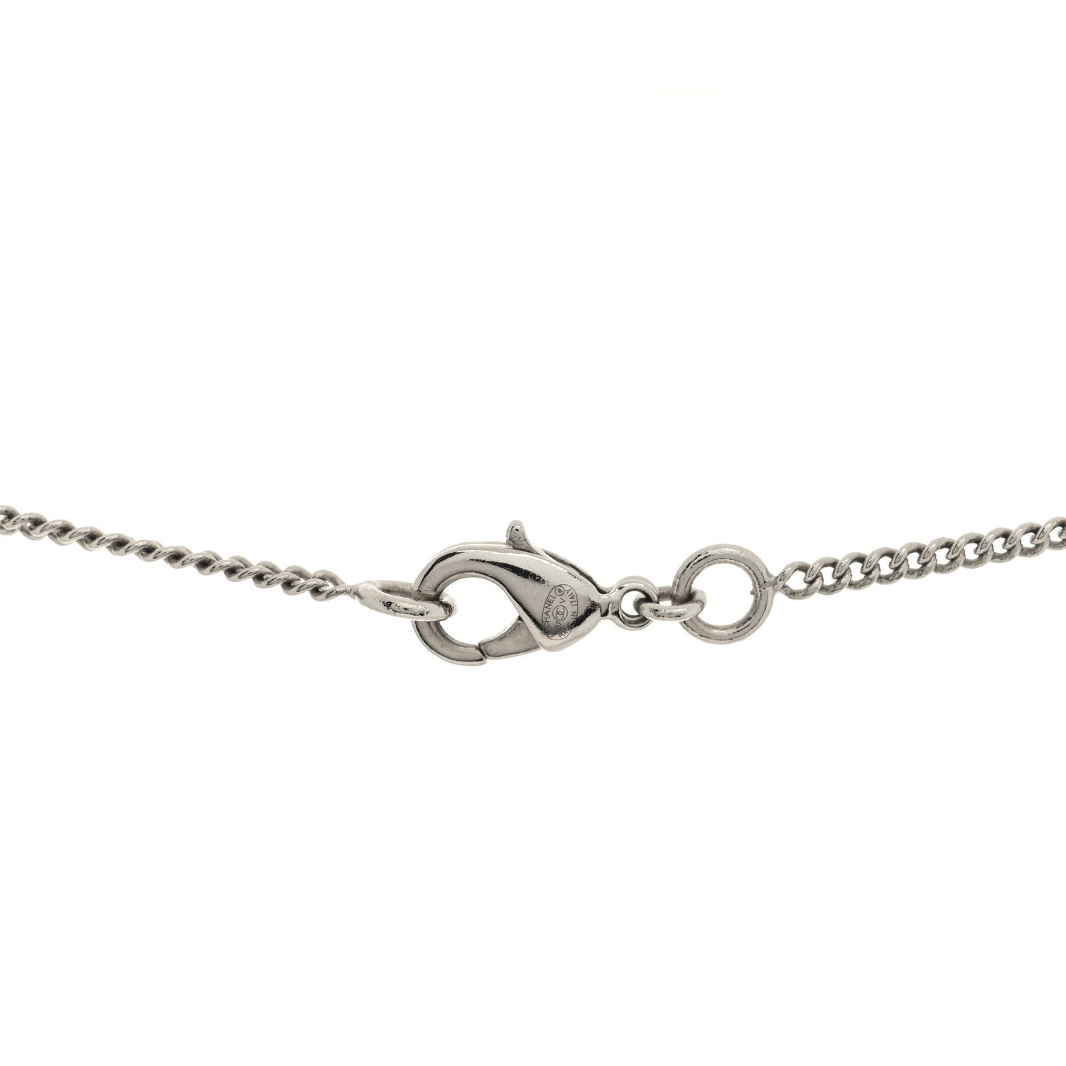 Chanel Crystal Timeless CC Necklace Silver 4 of 5