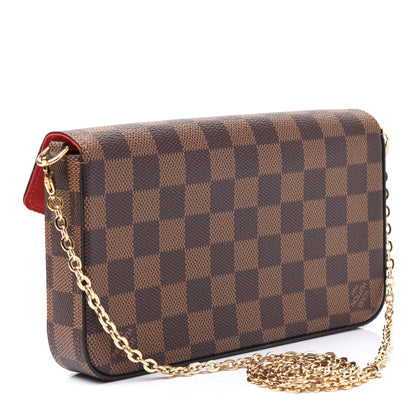 Louis Vuitton Damier Ebene Pochette Felicie Chain Wallet 2 of 10