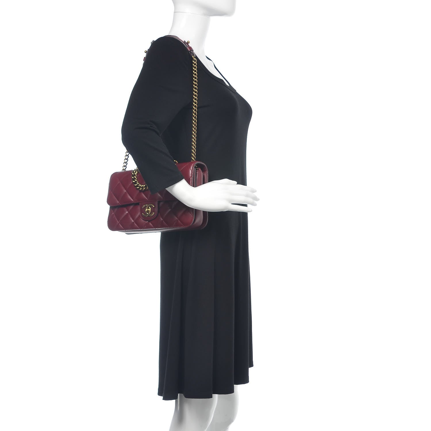 Chanel Calfskin Perfect Edge Medium Flap Burgundy 2 of 12