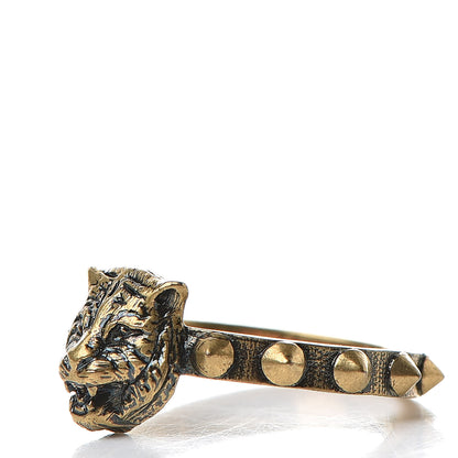 Gucci Metal Feline Head Ring 16 Aged Gold 3 of 6