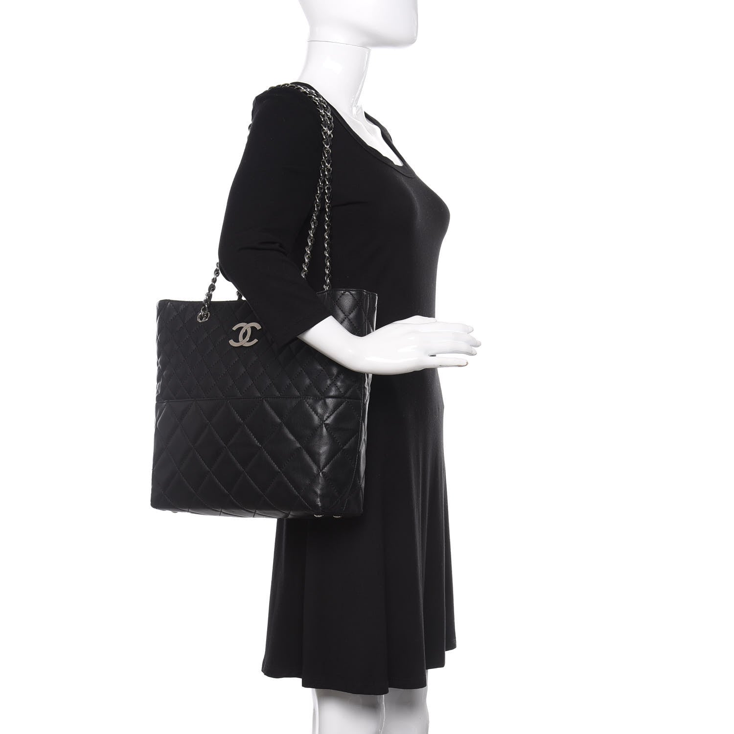 Chanel Calfskin Quilted In The Business North South Tote Black 2 of 12