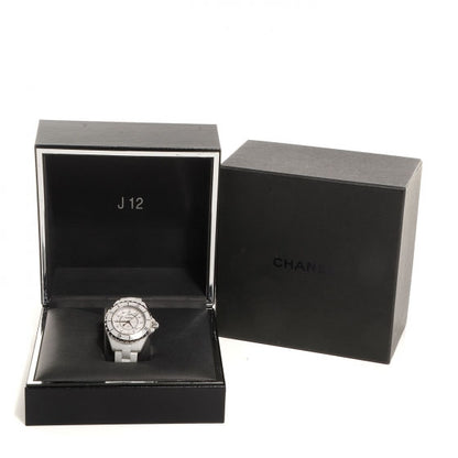 Chanel Stainless Steel Ceramic Diamond 33mm J12 Quartz Watch White 7 of 7