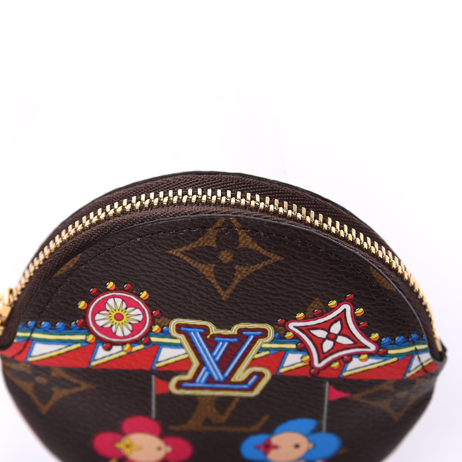 Louis Vuitton Monogram 2020 Christmas Animation Bumper Cars Round Coin Purse Coquelicot 10 of 11