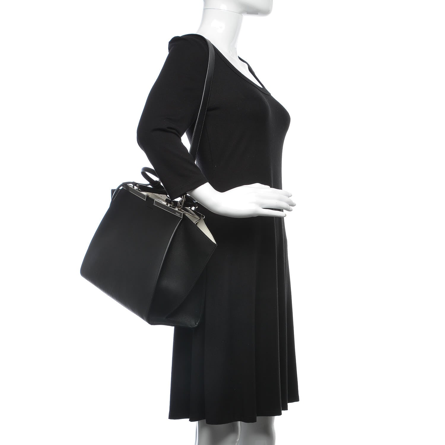 Fendi Vitello Dolce Shiny Nappa Petite 3Jours Tote Black 3 of 10