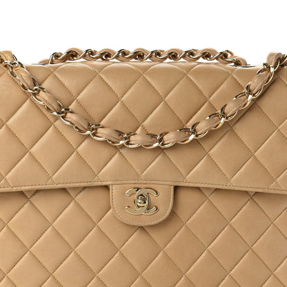 Chanel Lambskin Quilted Maxi Single Flap Beige 10 of 10
