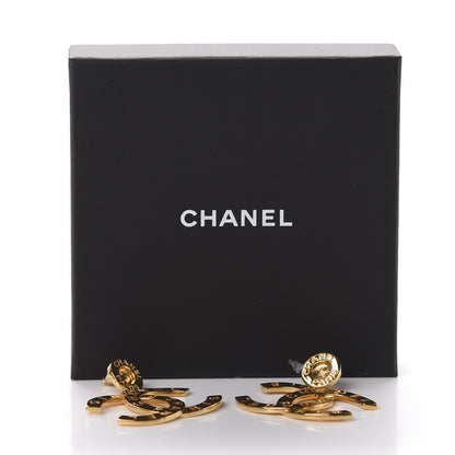 Chanel Metal Large Paris Button Earrings Gold 6 of 6