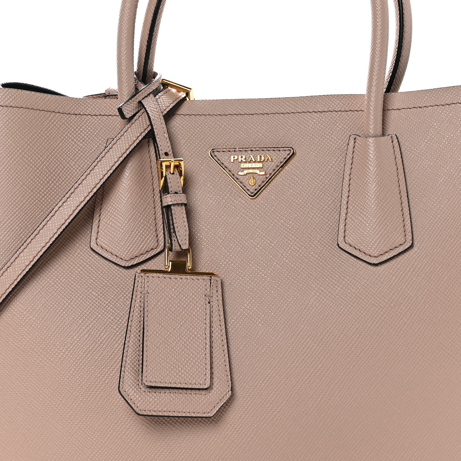 Prada Saffiano Cuir Medium Double Bag Cammeo Black 8 of 10