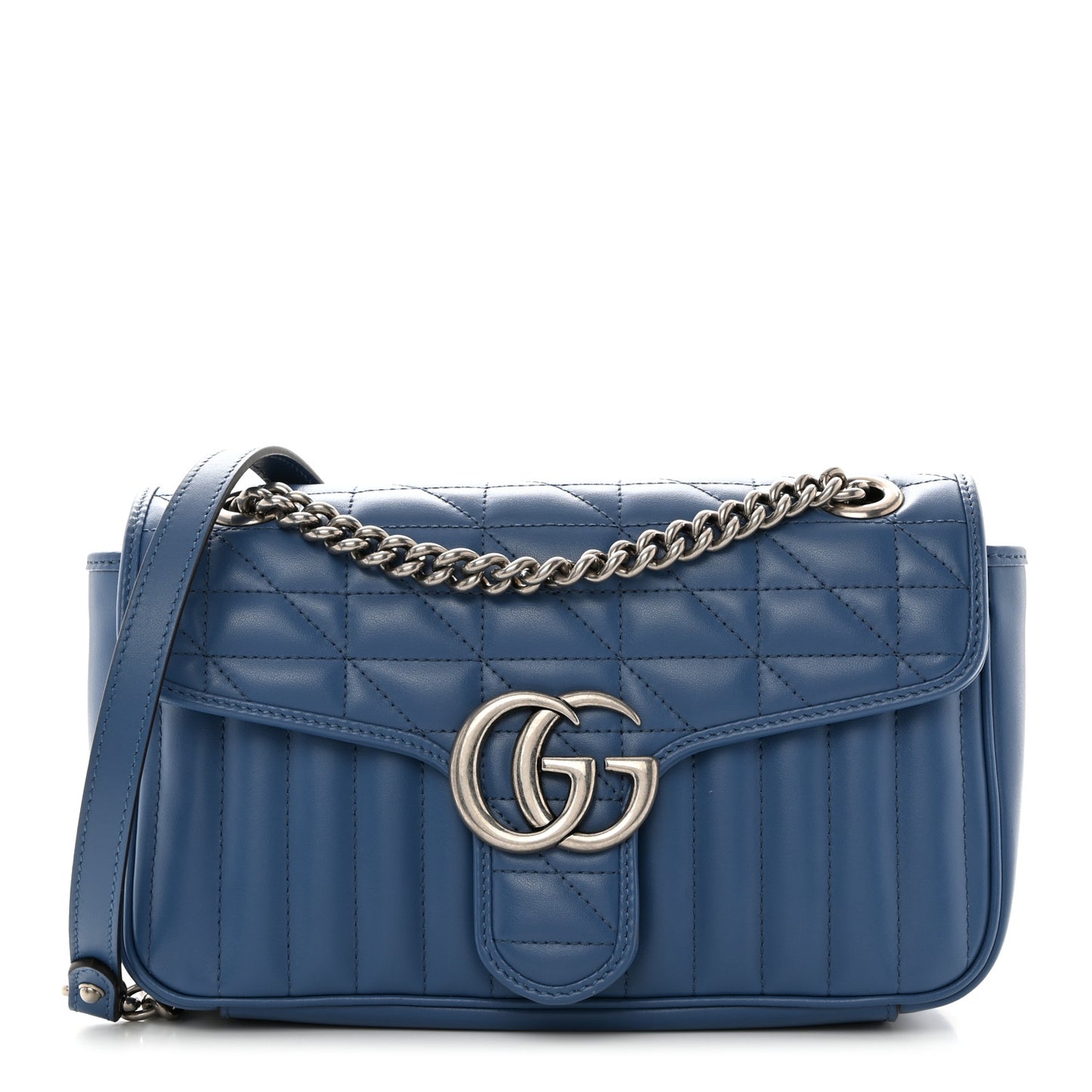 Calfskin Matelasse Mini GG Marmont Shoulder Bag Clear Sky Blue