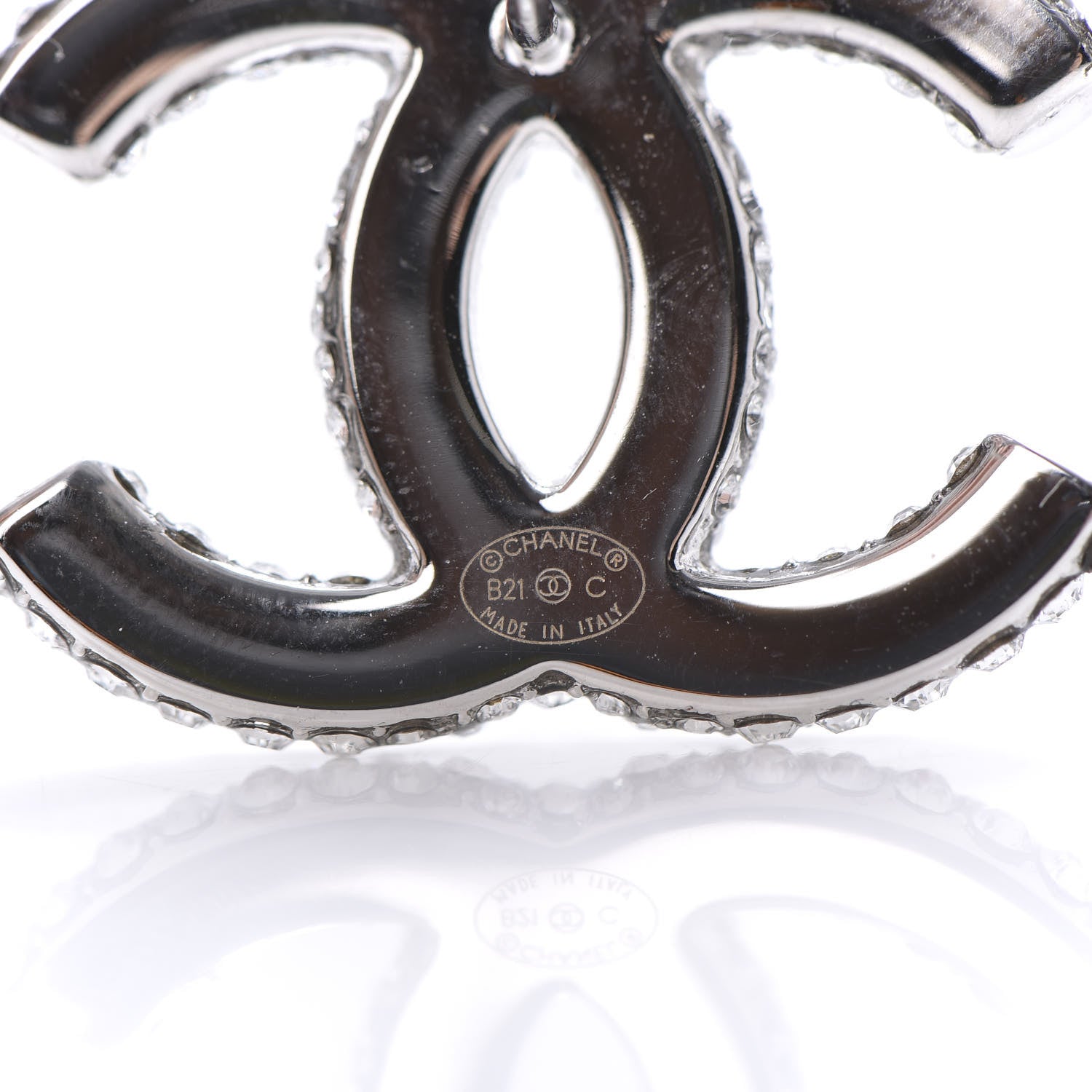 Chanel Crystal Large CC Earrings Silver 7 of 10