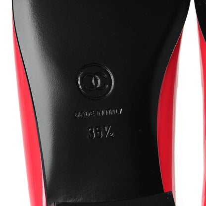 Chanel Patent Calfskin CC Cap Toe Ballerina Flats 35.5 Coral 7 of 9