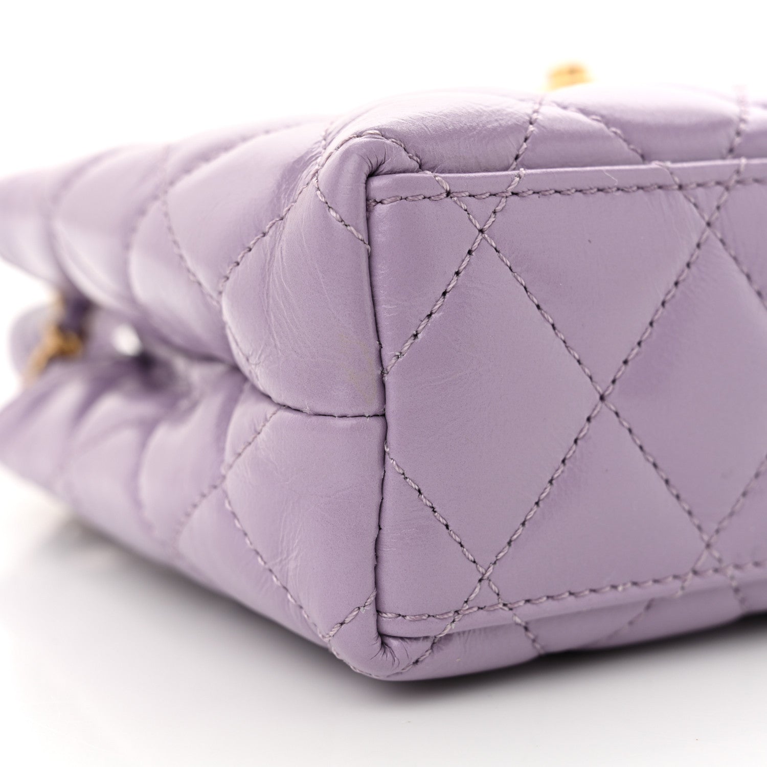 Chanel Shiny Aged Calfskin Quilted Nano Kelly Shopper Lilac 9 of 10
