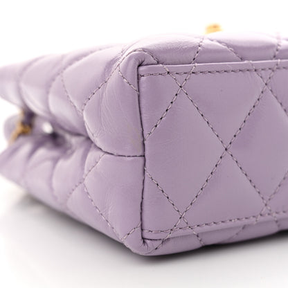 Chanel Shiny Aged Calfskin Quilted Nano Kelly Shopper Lilac 9 of 10
