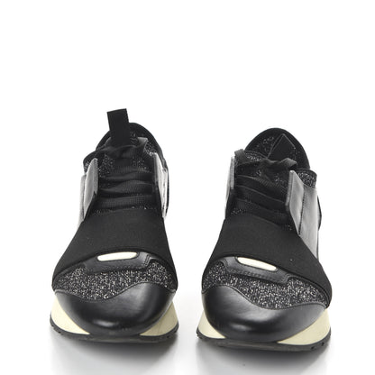 Balenciaga Mesh Lurex Calfskin Womens Race Runner Sneakers 36 Black 2 of 7