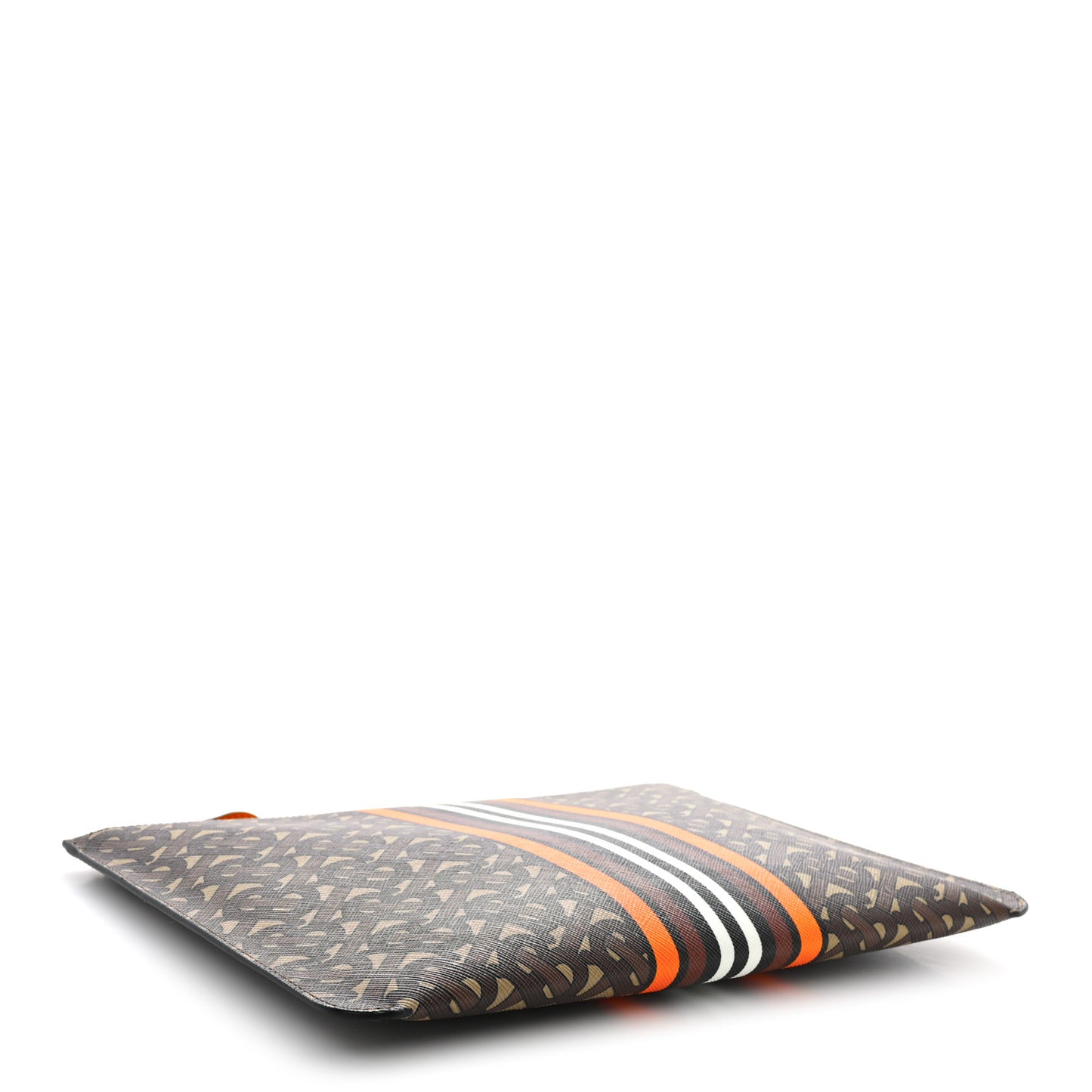 E-Canvas Monogram Stripe Zip Pouch Bridle Brown