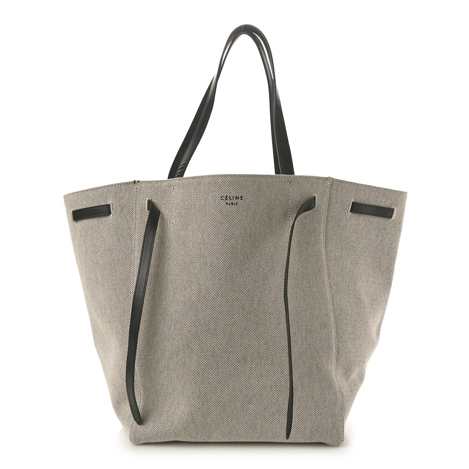 Celine Felt Calfskin Medium Belt Cabas Phantom Black Beige 1 of 12