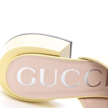 Gucci Patent Lexi Horsebit Mid-Heel Slide Sandals 37 Burro 7 of 9