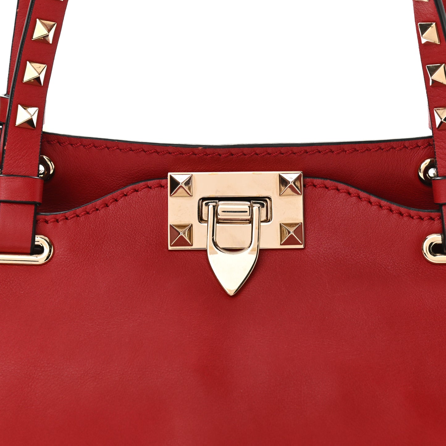Vitello Small Rockstud Tote Rosso Valentino