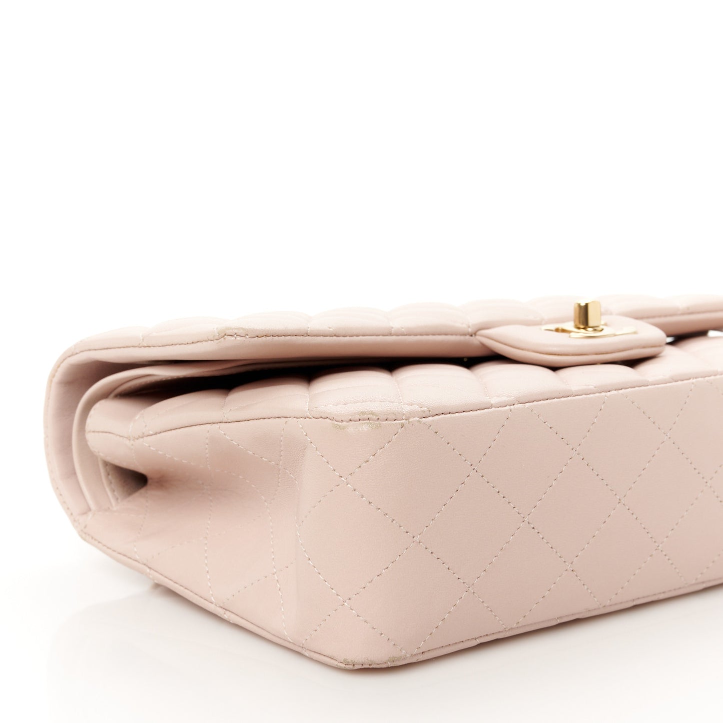 Lambskin Quilted Medium Double Flap Light Pink