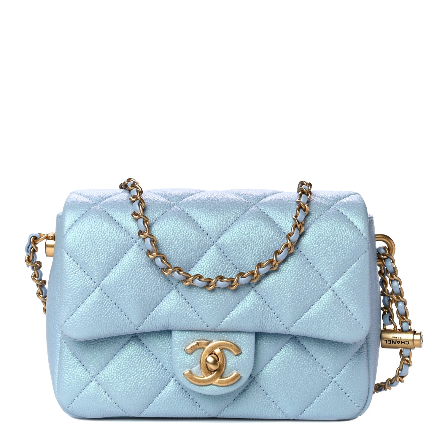 Chanel Iridescent Caviar Quilted Mini My Perfect Flap Light Blue 1 of 13