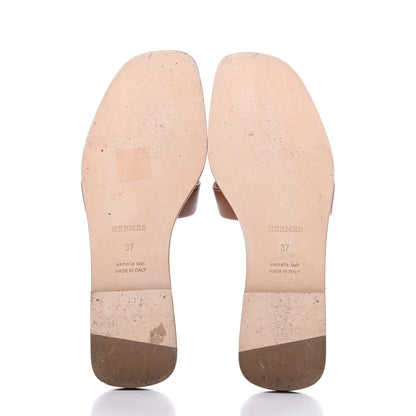 Hermes Box Calfskin Oran Sandals 37 Gold 5 of 8