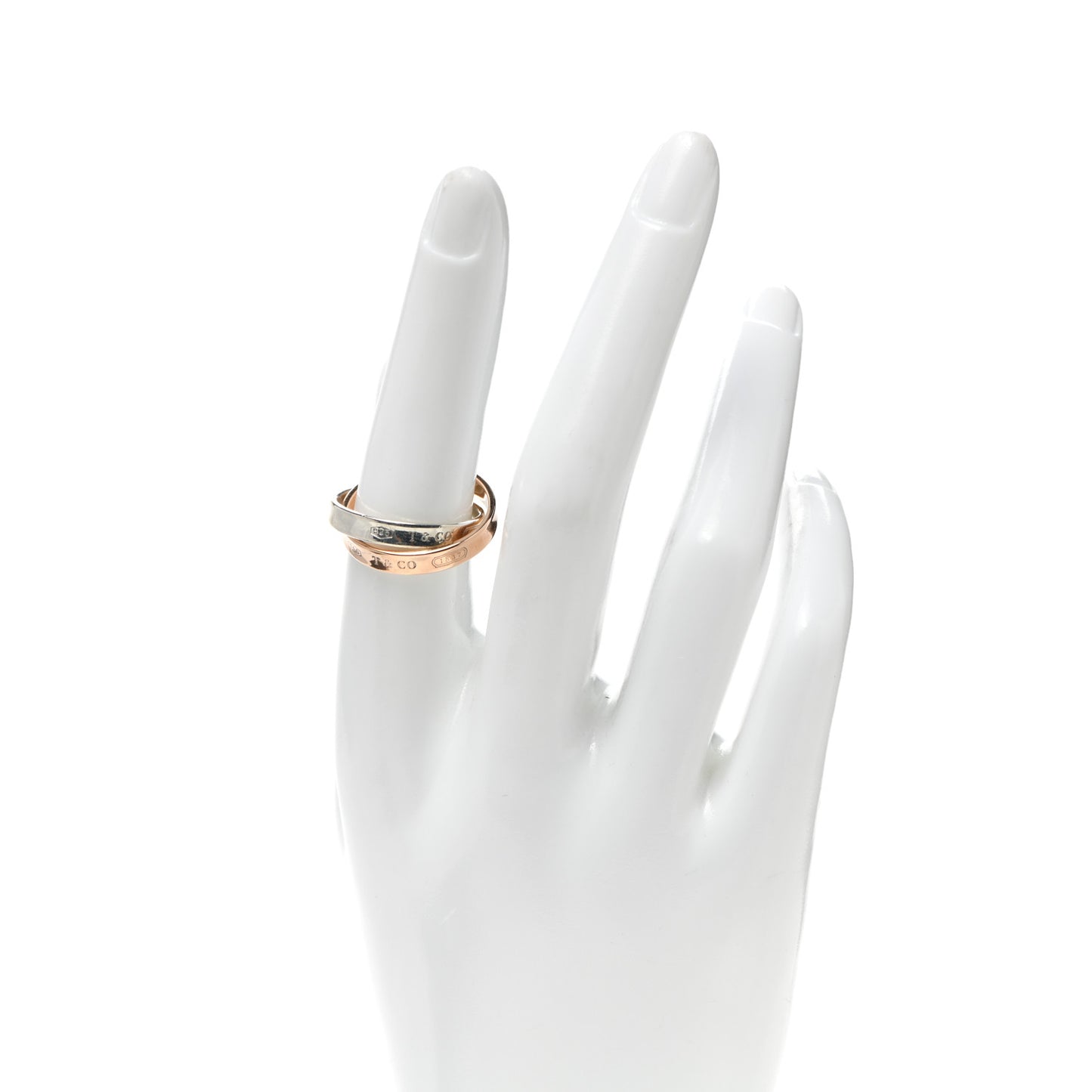 Sterling Silver 18K Rose Gold 1837 Interlocking Circles Ring 53 6.5