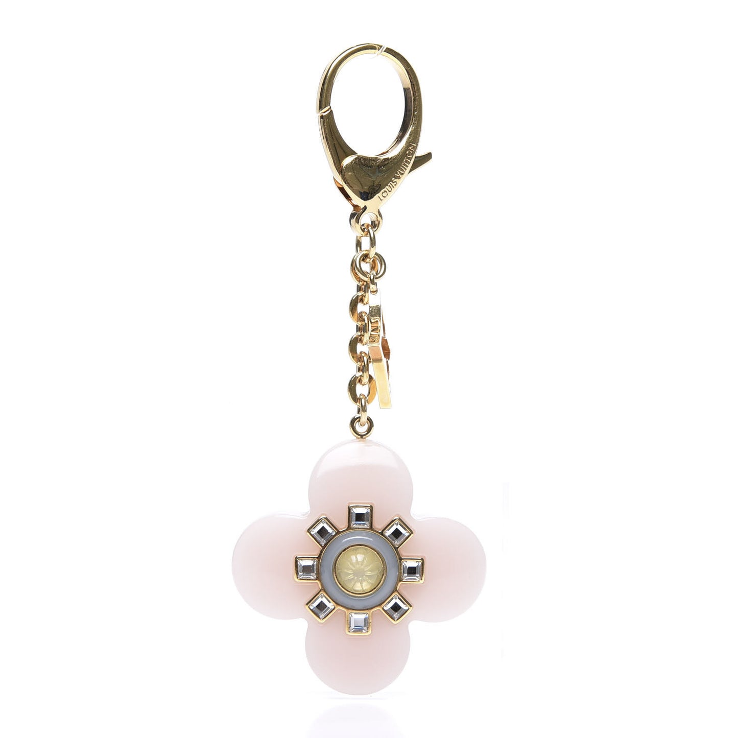 Monogram Flower Bag Charm Key Holder Dore