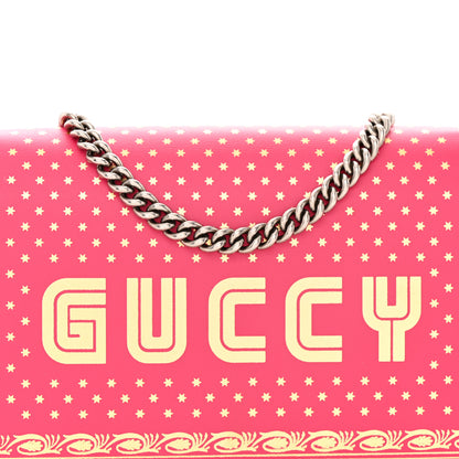 Gucci X SEGA Calfskin GUCCY Stars Chain Wallet Violet Fuxia Gold 9 of 17