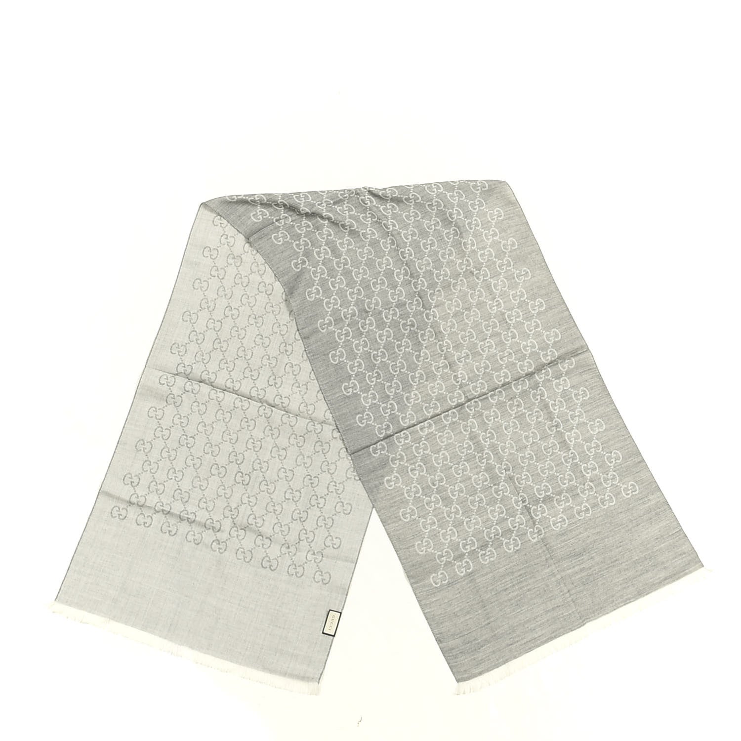 Gucci Wool Silk GG Monogram GGNat Scarf Lead 2 of 3