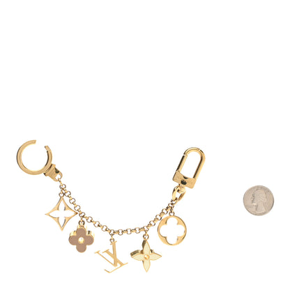 Louis Vuitton Brass Enamel Fleur De Monogram Bag Charm Chain Gold 2 of 3