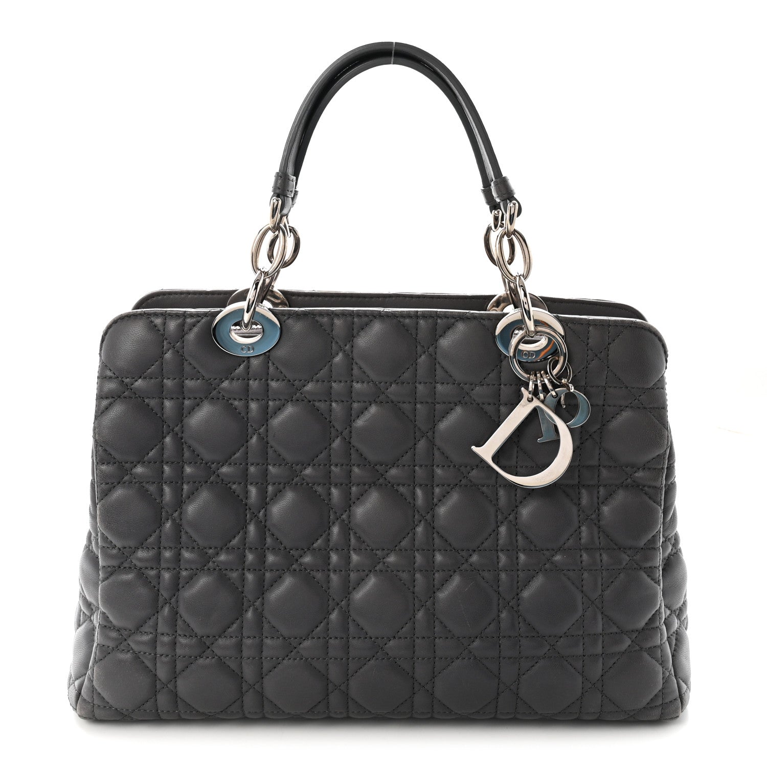 Christian Dior Lambskin Cannage Small Dior Soft Zipped Shopping Tote Grey 1 of 10