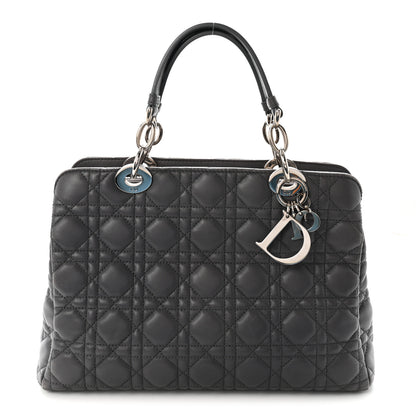 Christian Dior Lambskin Cannage Small Dior Soft Zipped Shopping Tote Grey 1 of 10