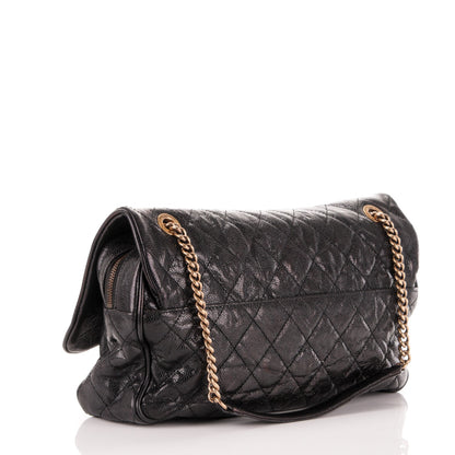 Chanel Crumpled Grained Calfskin Quilted Large Shiva Flap Black 3 of 8