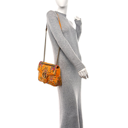 Gucci Jacquard Matelasse Floral Medium GG Marmont Shoulder Bag Yellow 2 of 12