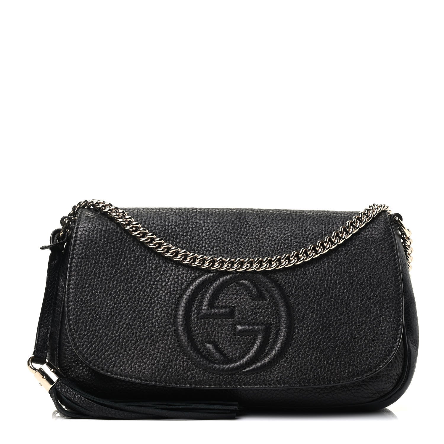 Gucci Pebbled Calfskin Medium Soho Flap Crossbody Black 1 of 8