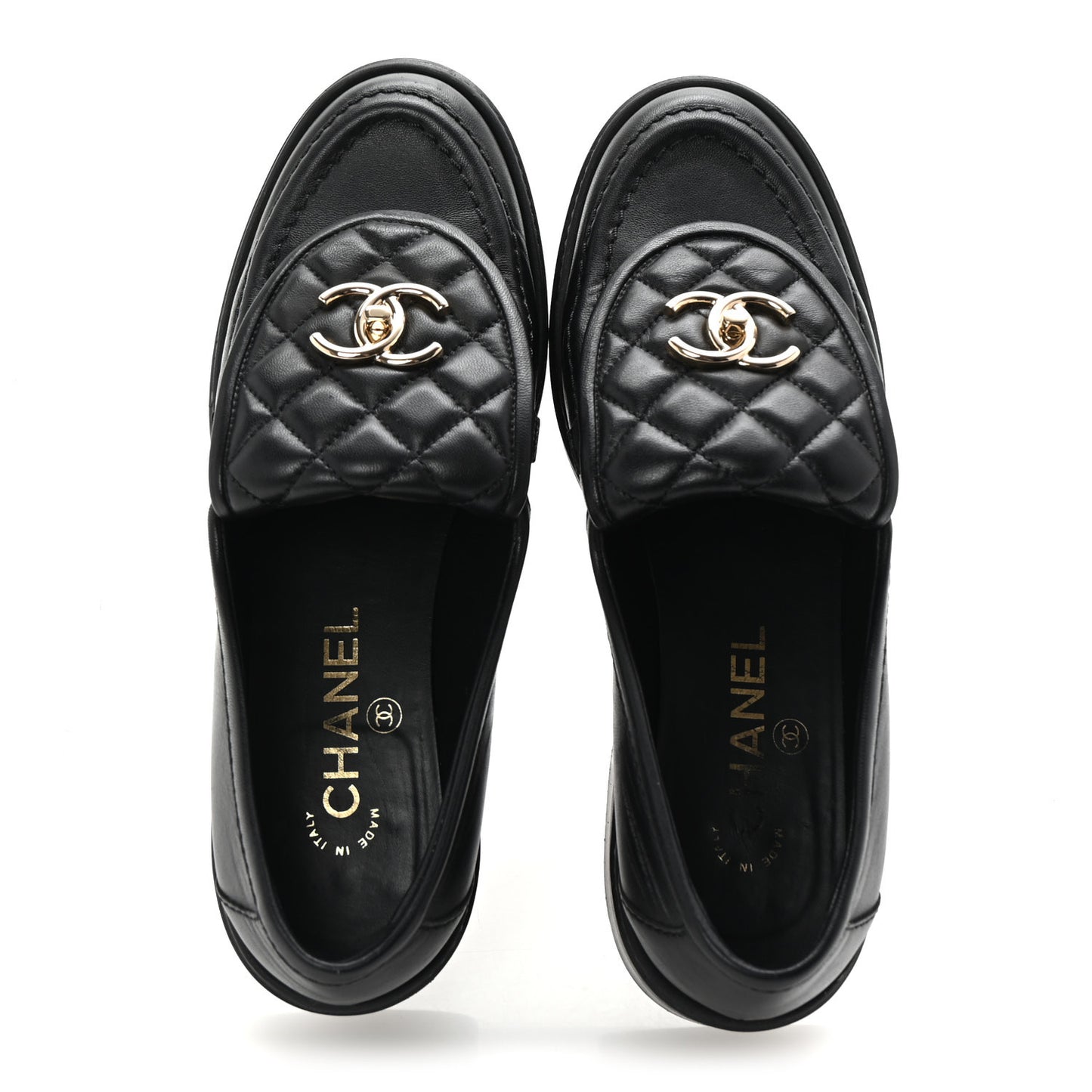 Lambskin Quilted CC Turnlock Loafers 37.5 Black