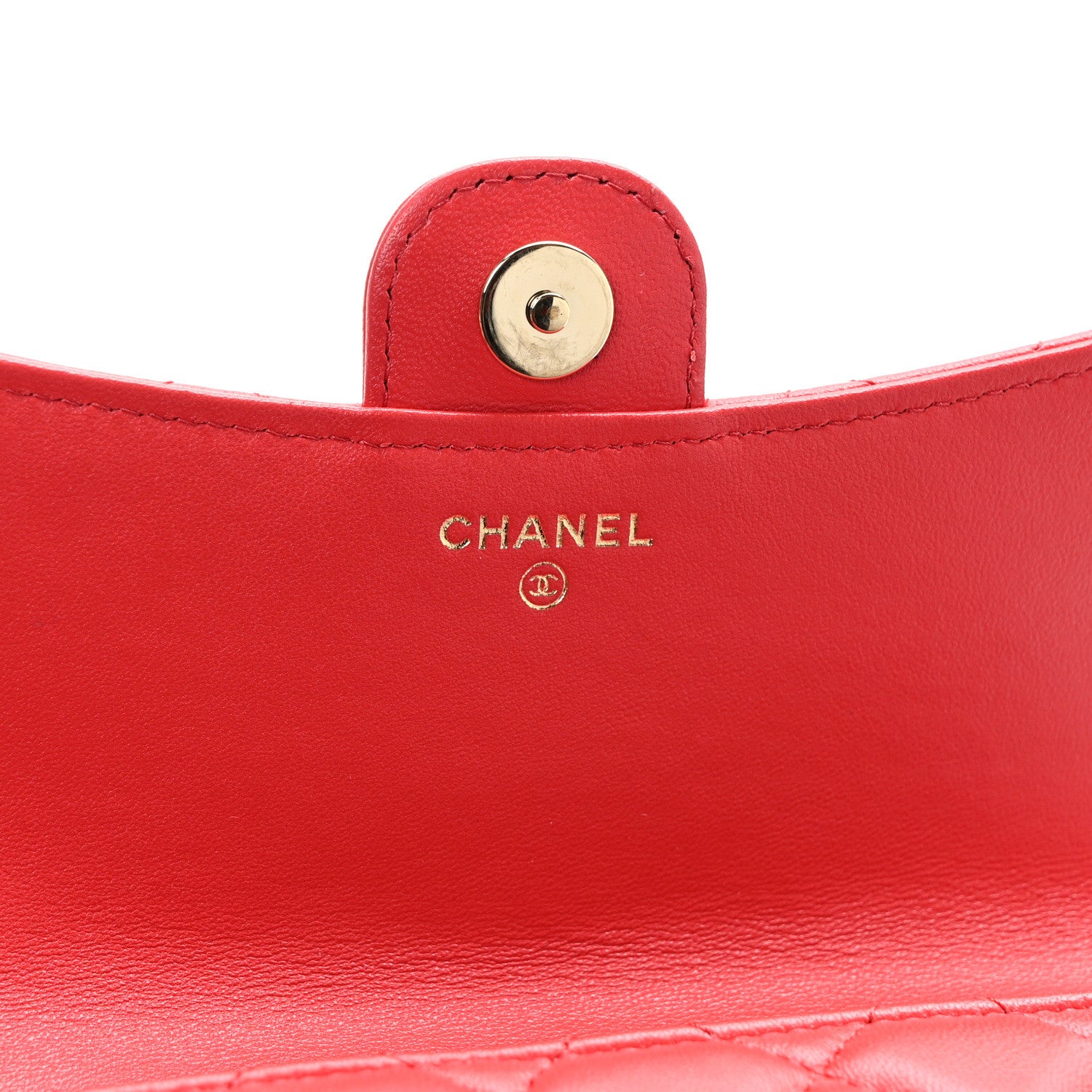 Chanel Lambskin Quilted Flap Phone Holder With Chain Red 6 of 9