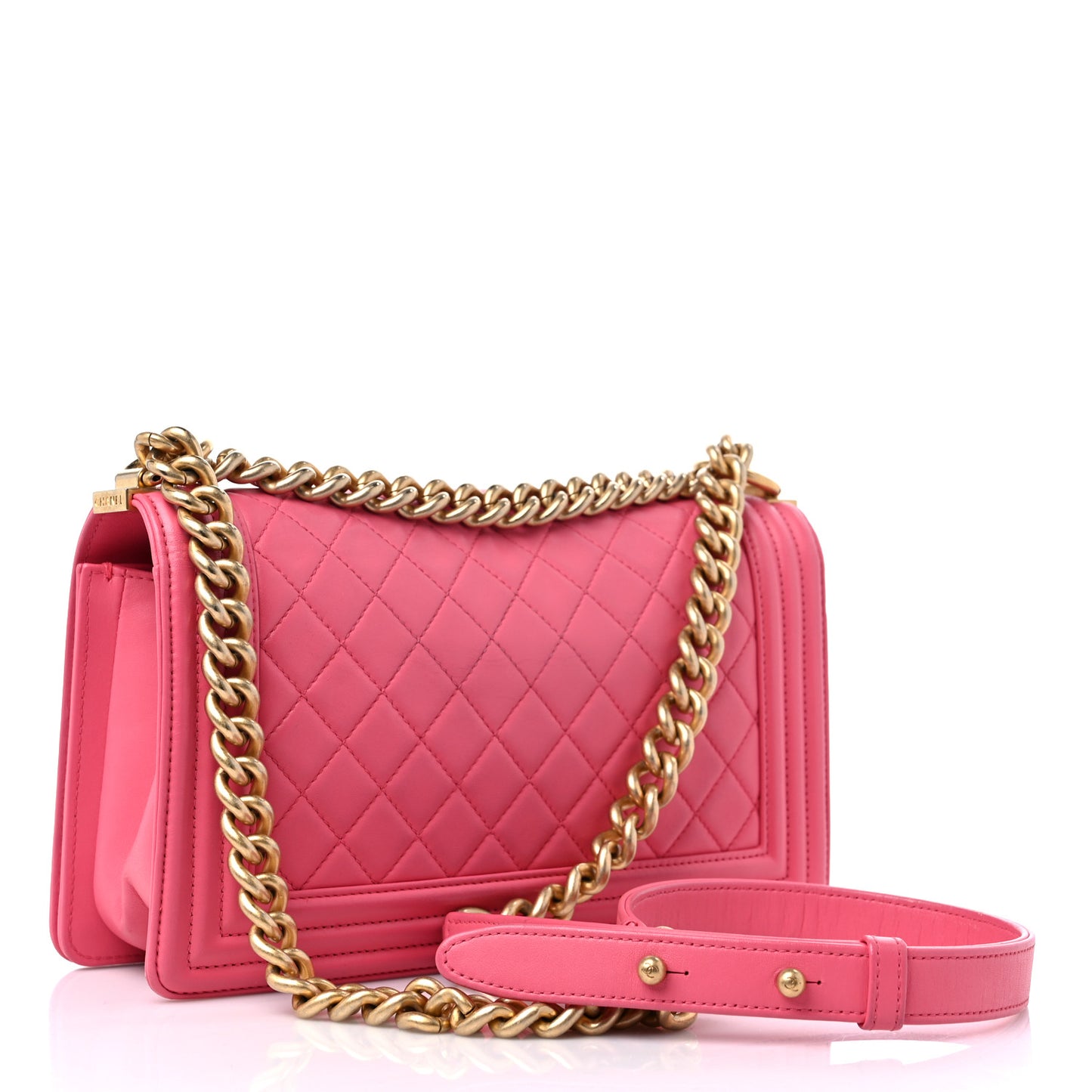 Lambskin Quilted Medium Boy Flap Pink
