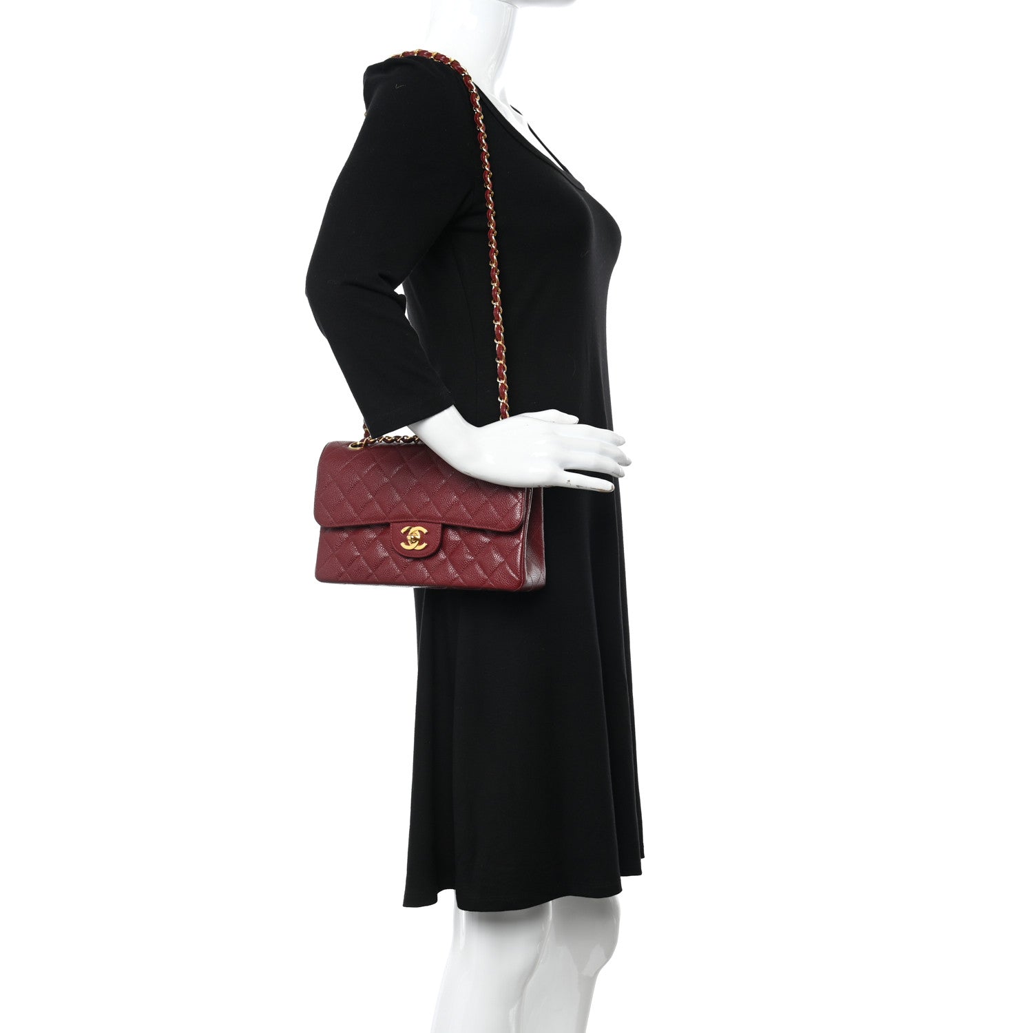 Chanel Caviar Quilted Small Double Flap Dark Red 2 of 10
