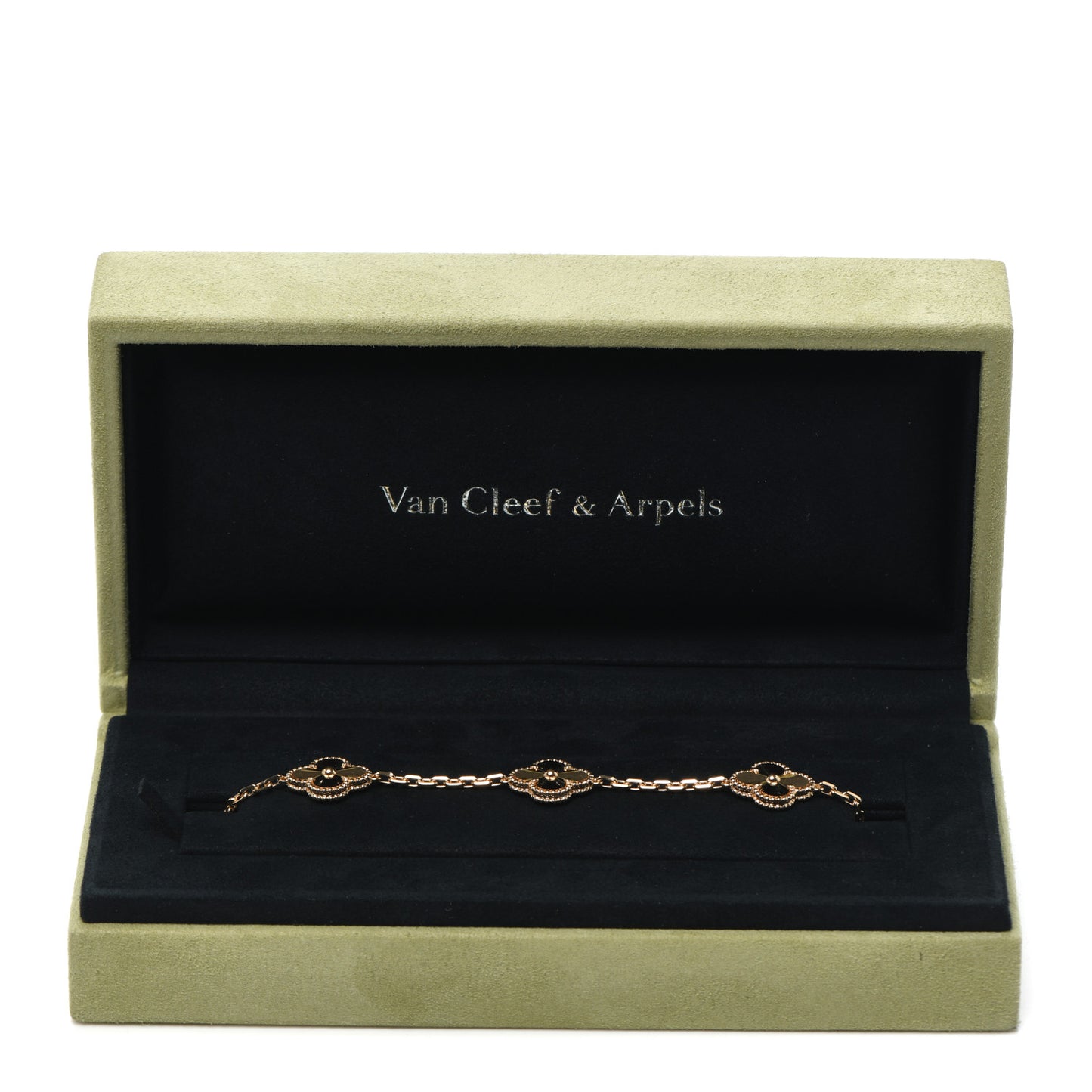 18K Yellow Gold 5 Motifs Guilloche Vintage Alhambra Bracelet
