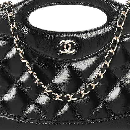 Chanel Shiny Crumpled Calfskin Quilted Nano 31 Shopping Bag Black 8 of 11