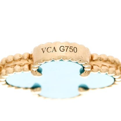 Van Cleef & Arpels 18K Yellow Gold Turquoise 10 Motifs Vintage Alhambra Necklace 4 of 5