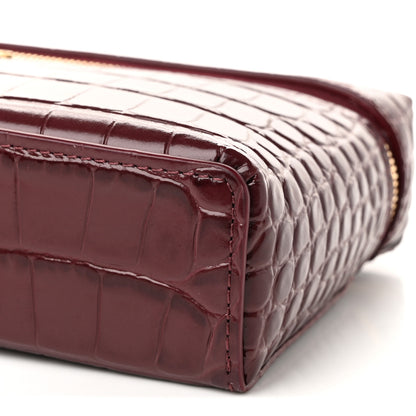 Chanel Calfskin Crocodile Embossed Top Handle Slim Vanity With Chain Dark Burgundy 10 of 11
