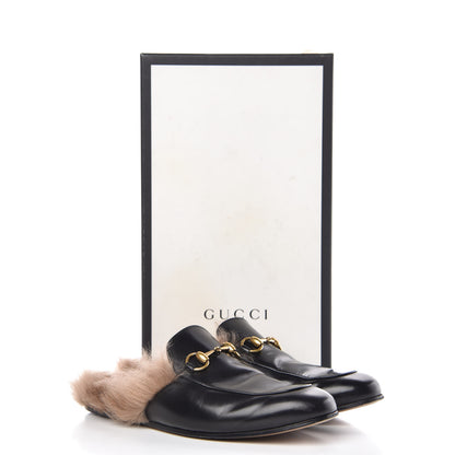 Gucci Calfskin Fur Mens Princetown Slippers 7.5 Black 14 of 14