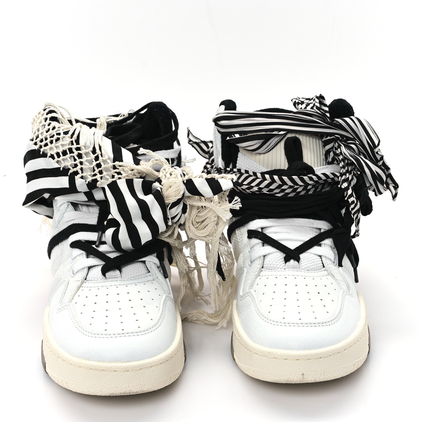 Calfskin Smith High Top Sneakers 40 White Black