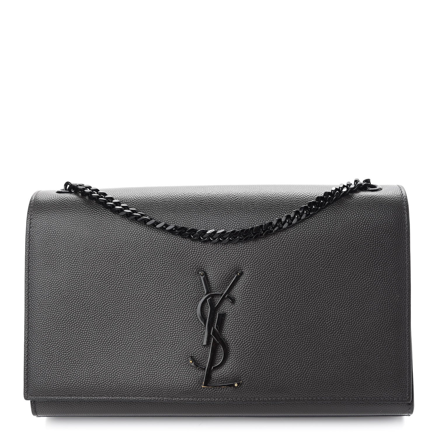 Saint Laurent Grain De Poudre Medium Classic Monogram Kate Satchel Coal 1 of 7
