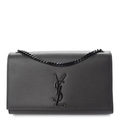 Saint Laurent Grain De Poudre Medium Classic Monogram Kate Satchel Coal 1 of 7