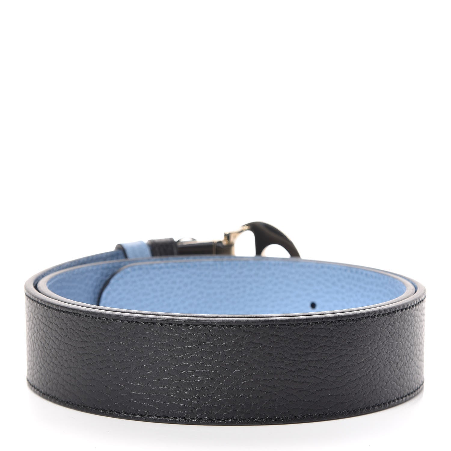 Gucci Dollar Calfskin 1973 Reversible Belt 90 36 Black Mineral Blue 3 of 7
