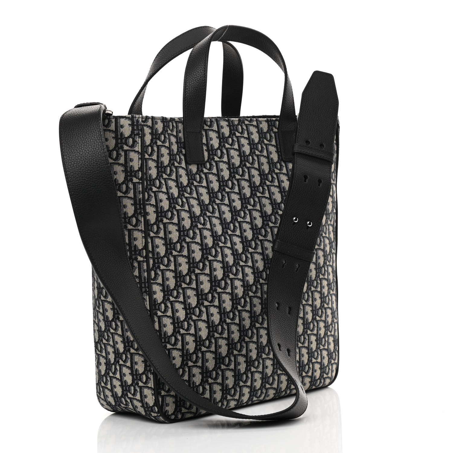 Christian Dior Oblique Saddle Tote Beige Black 3 of 11