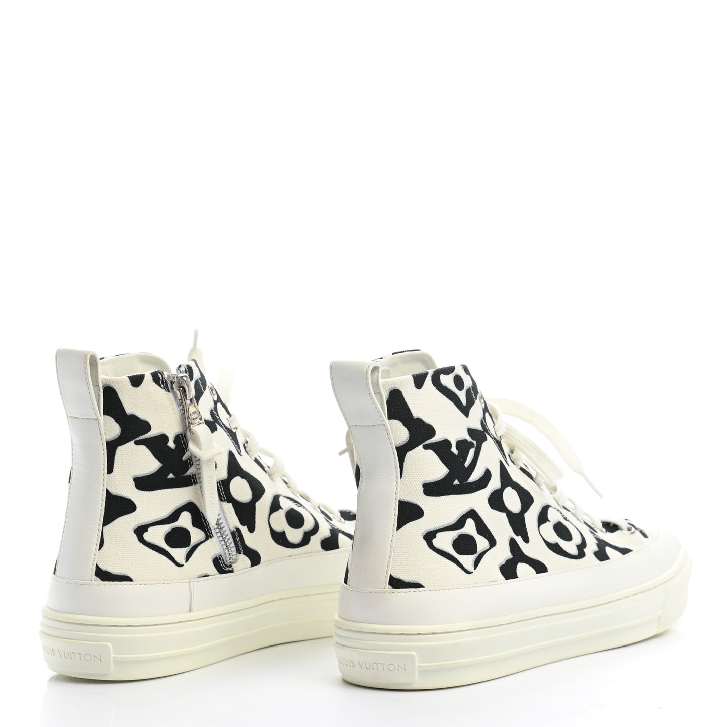 X UF Calfskin Tufted Monogram Stellar Sneaker Boots 39 White Black